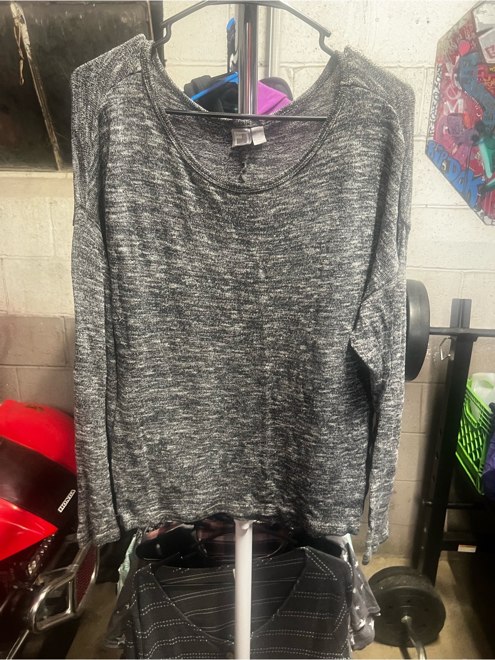 jcpenney Women's Marled Black & White Long-Sleeve Knit Pullover